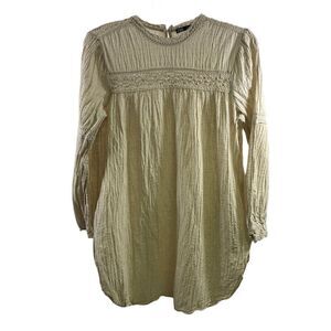 Zara Cream Linen Cotton Blend Tunic Dress Size M